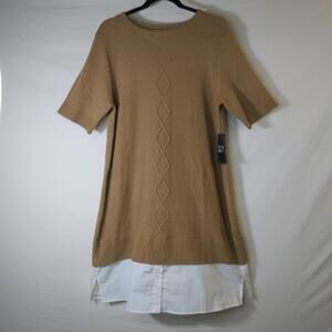 New York & Company Women's Tan Sweater Dress Size XL Fall Work Business NWT